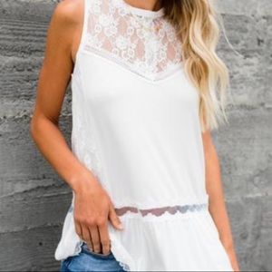 BRAND NEW Evangelista Lace Tank, Ivory. Never worn